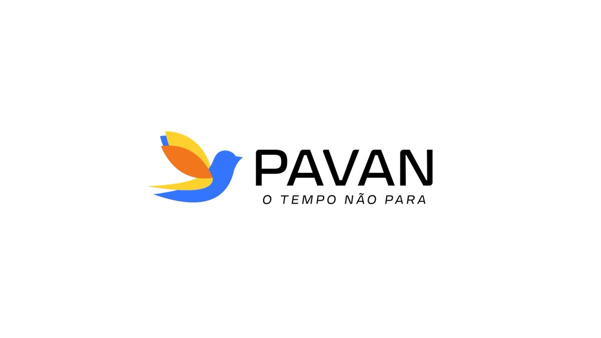 Logotipo horizontal da Pavan com a assinatura O tempo não para.