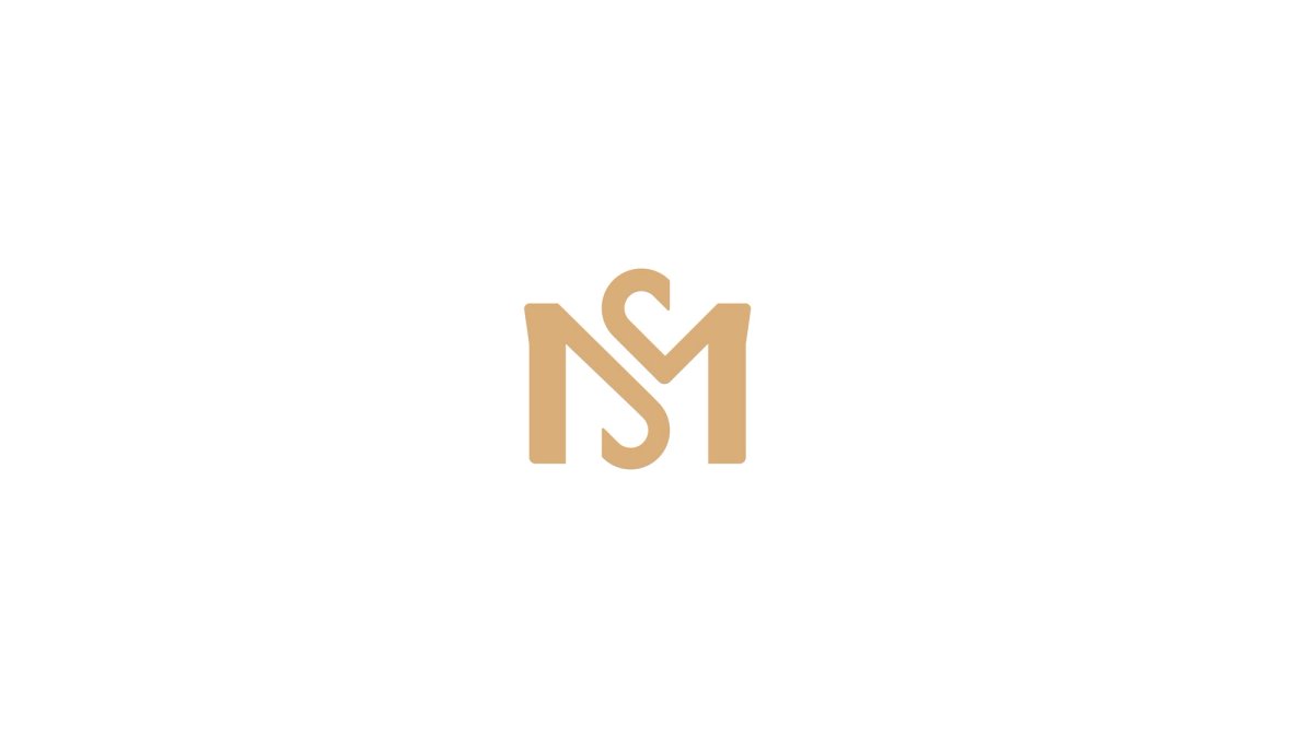 Monograma MS em dourado.