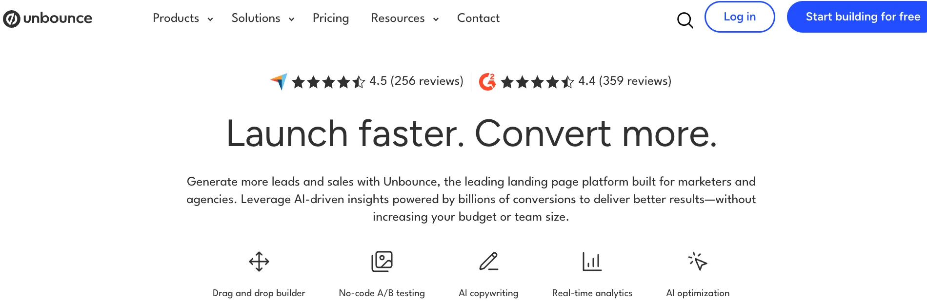 Unbounce - best cro tool for multivariate landing page tests