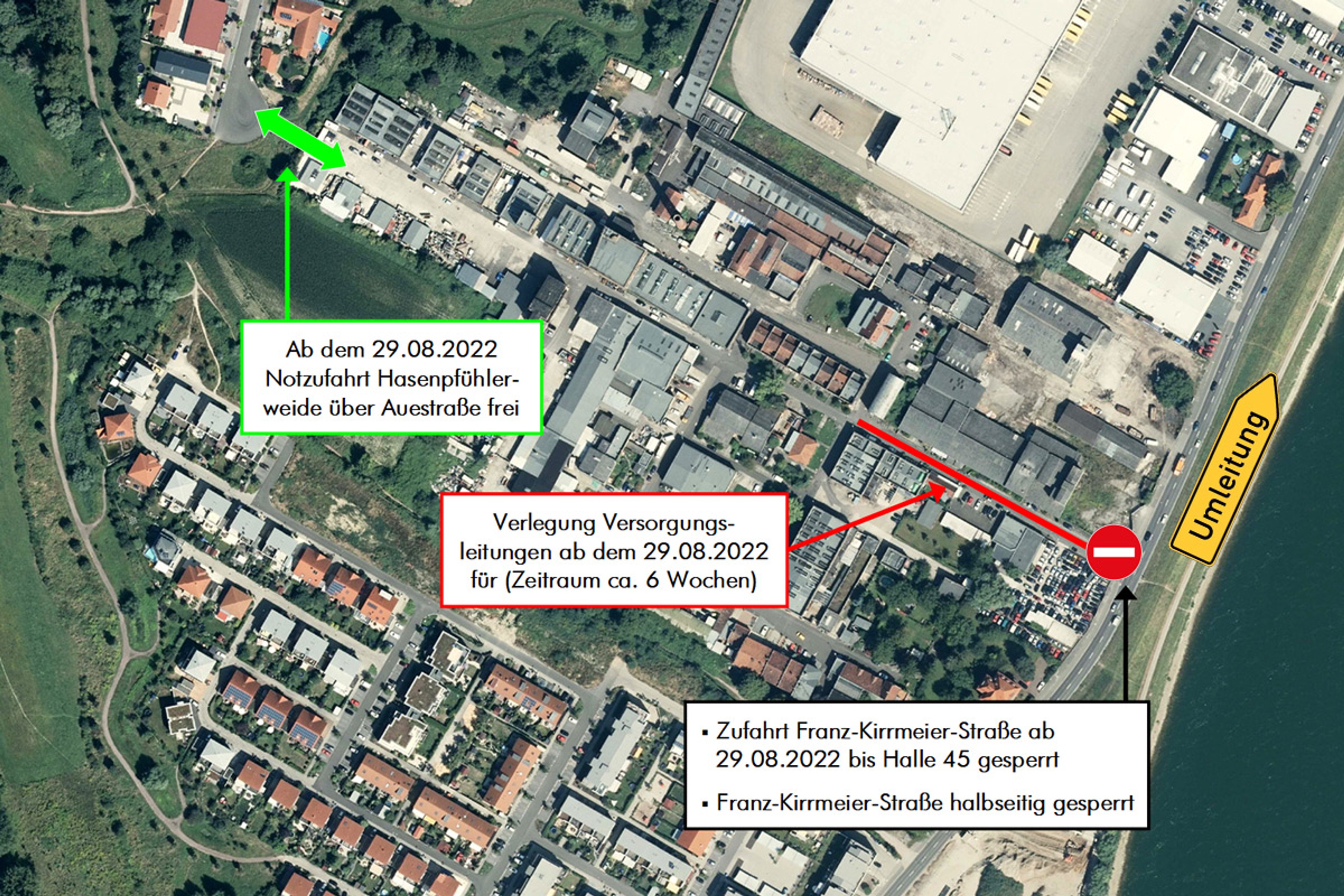 Sperrung Hauptzufahrt ab Montag 29.08.2022