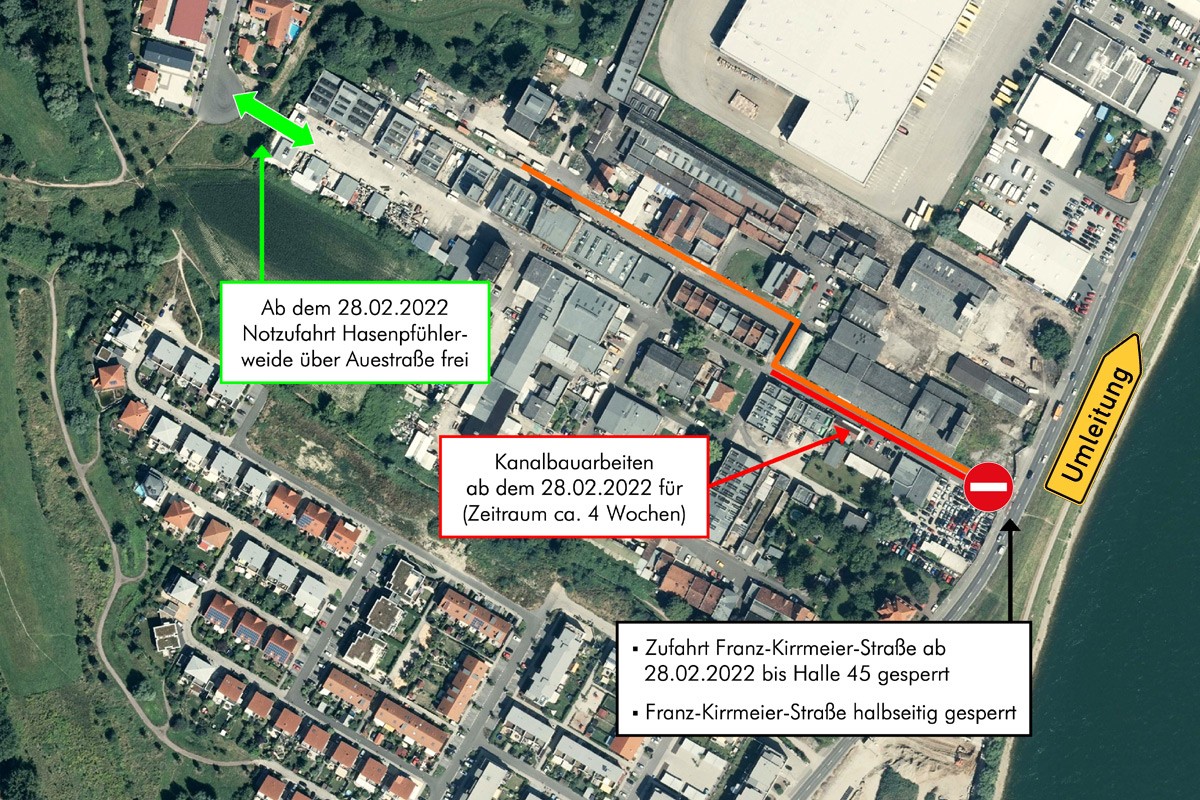 Zufahrt Franz-Kirrmeier-Straße ab 28.02.2022 gesperrt