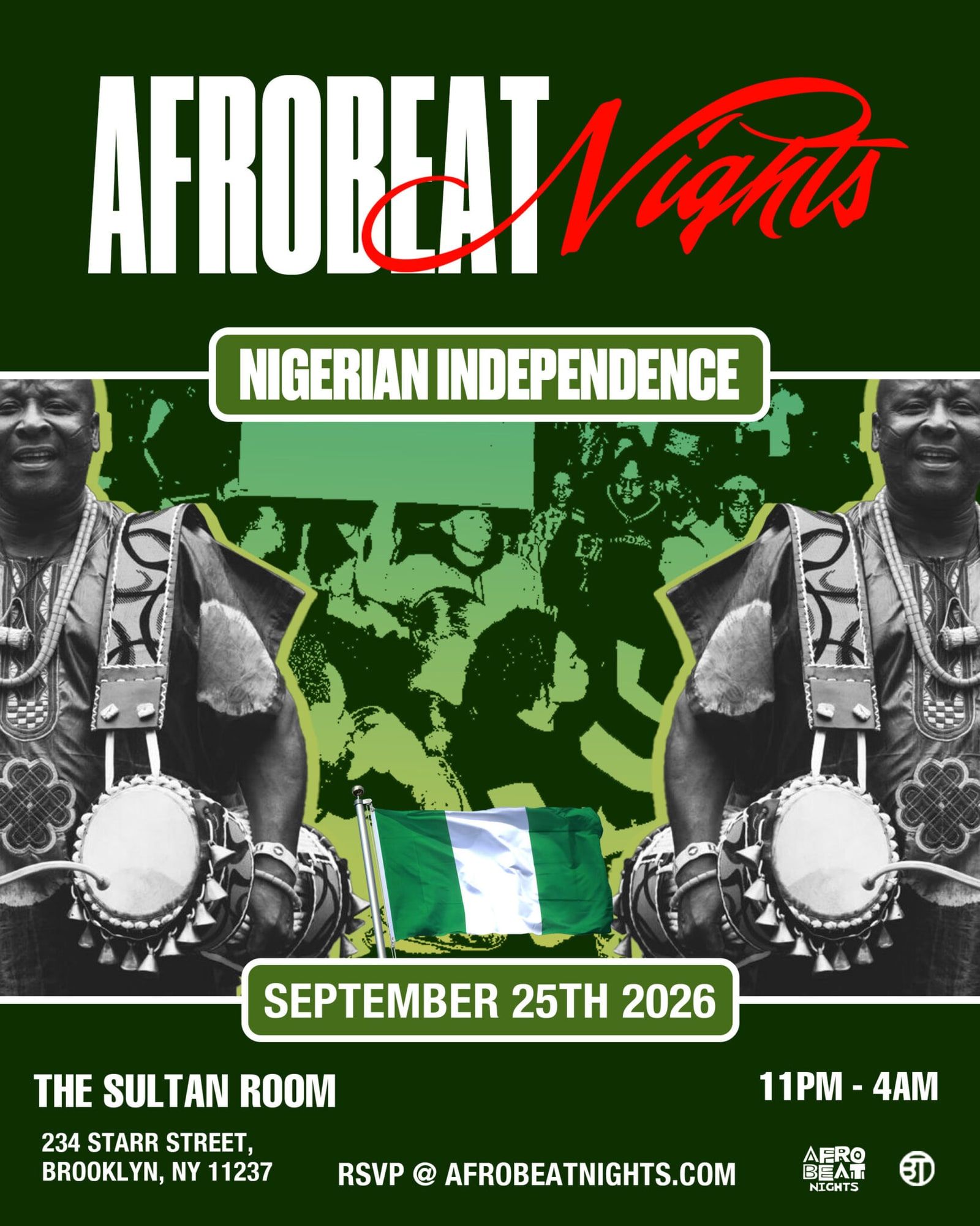 Afrobeat Nights Nigerian Independence flyer — September 25th 2026 at The Sultan Room