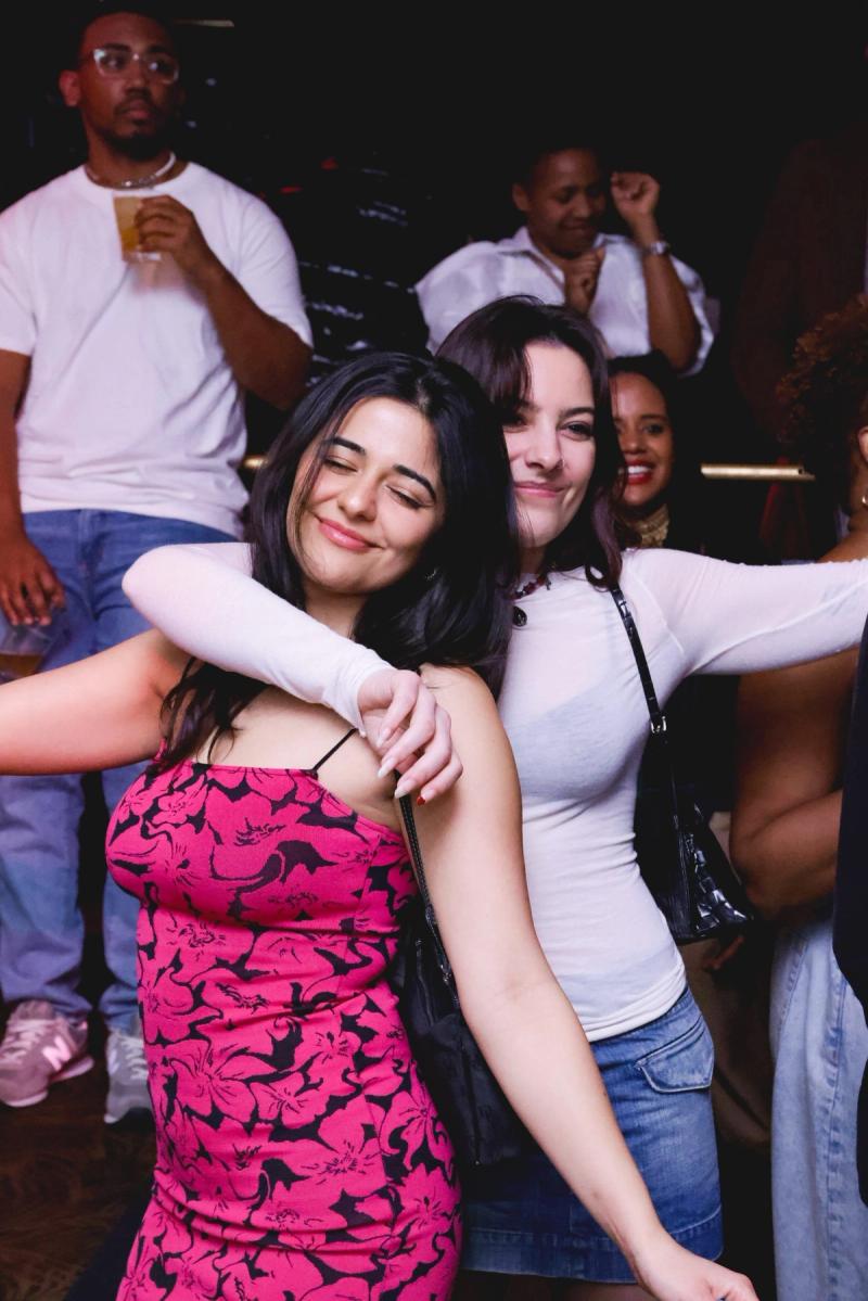 Two friends posing together
