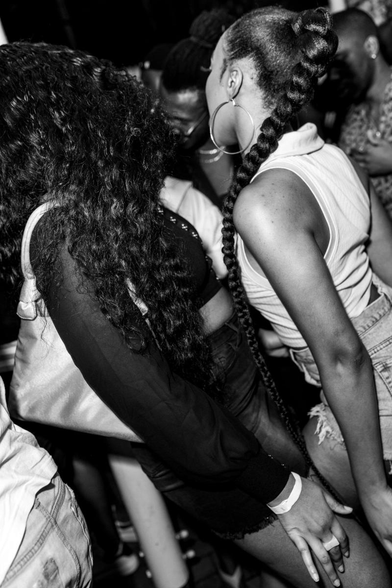 Guests dancing, shot in black and white