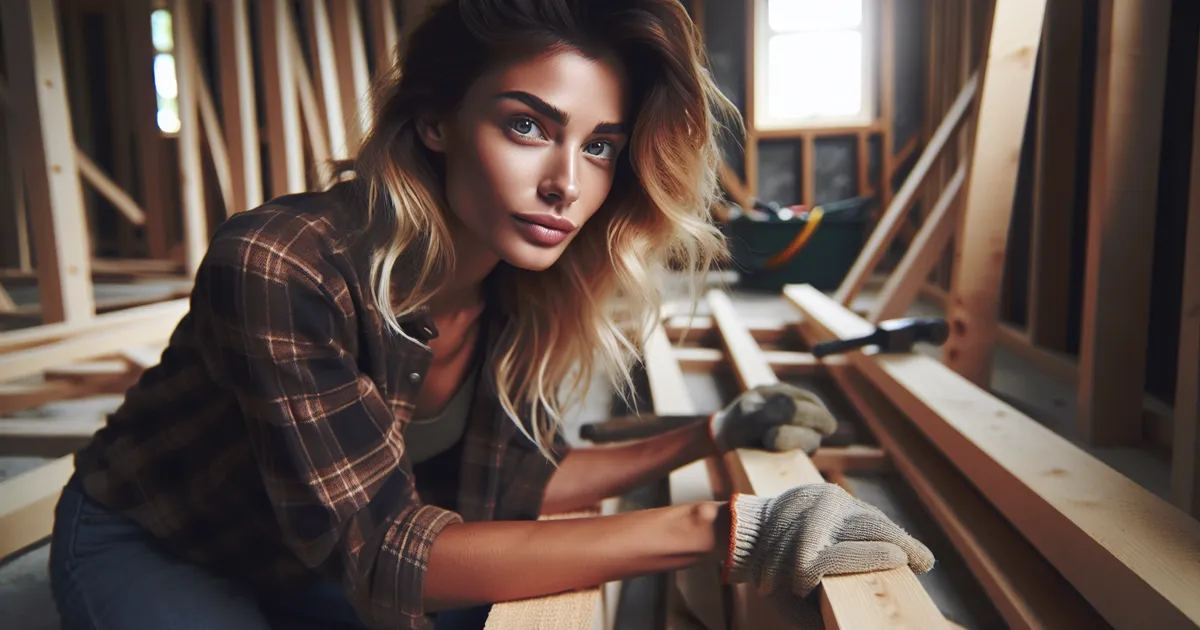 A woman working on timber framing, exploring craftsmanship in 'Is Timber Framing for you? Let's find out!'