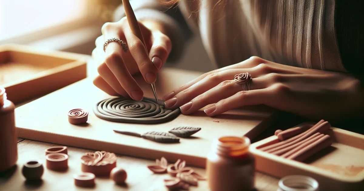 An individual engaged in polymer clay crafting