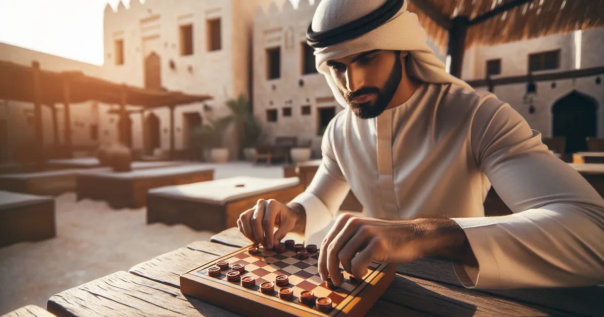 A man playing checkers outdoors, reflecting on strategy for 'Is Checkers for you? Let's find out!'