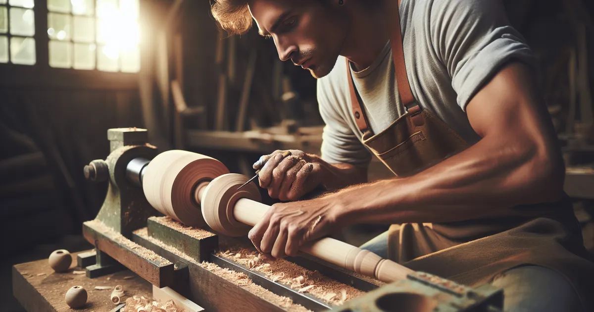 A woodturner skillfully shaping a segmented piece, exploring if segmented turning is for you.