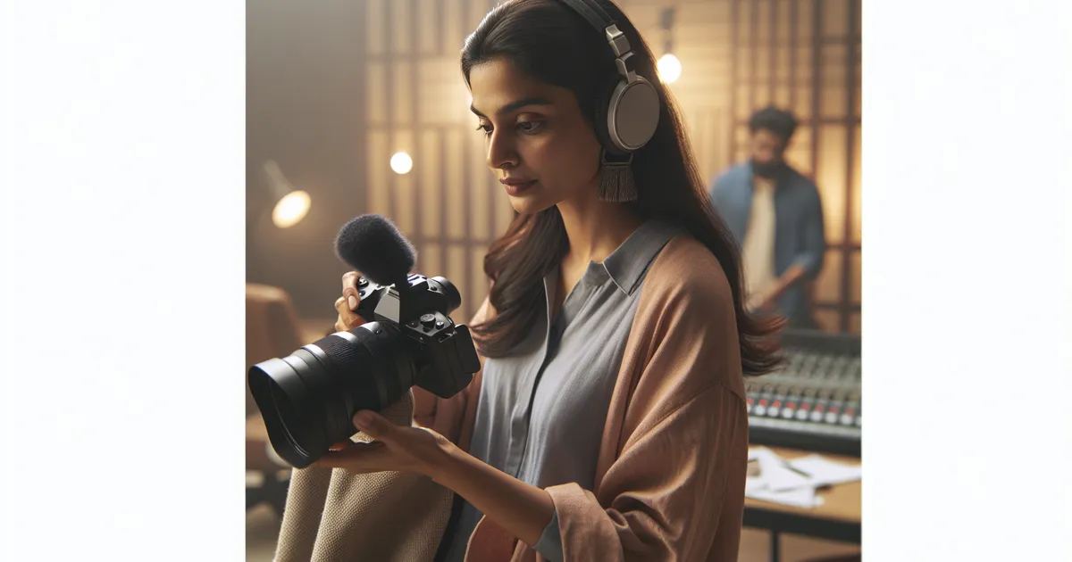 A woman explores sound recording equipment, highlighting creativity in Foley artistry. Is Foley Artistry for you? Let's