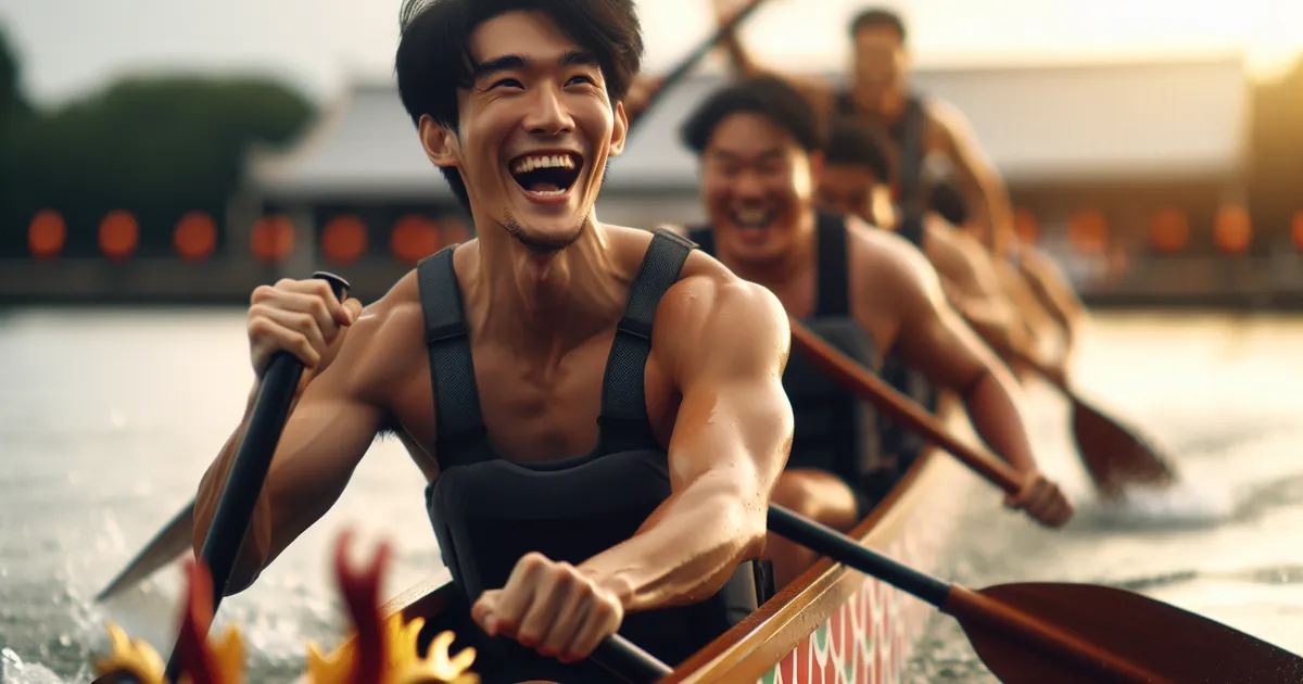 Enthusiastic participants paddle in sync during a dragon boat race. Is Dragon Boat Racing for you? Let's find out!