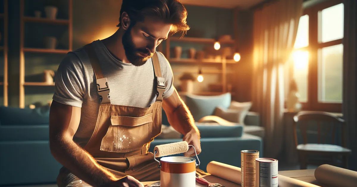 A man focused on DIY renovation, painting a wall, exploring if DIY Renovation is for you.