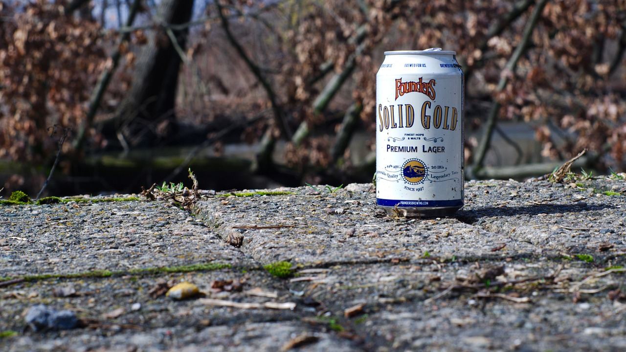 A can of Founders Solid Gold beer on a stone surface, perfect for exploring if beer brewing is for you.