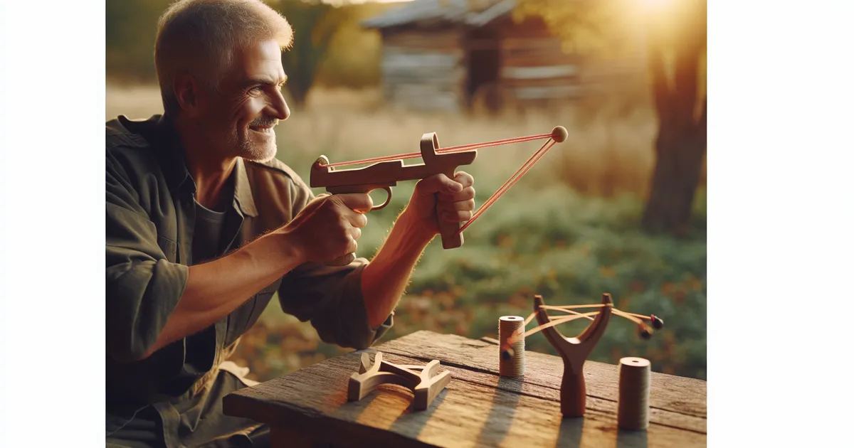 An individual actively engaged in the hobby of slingshot shooting