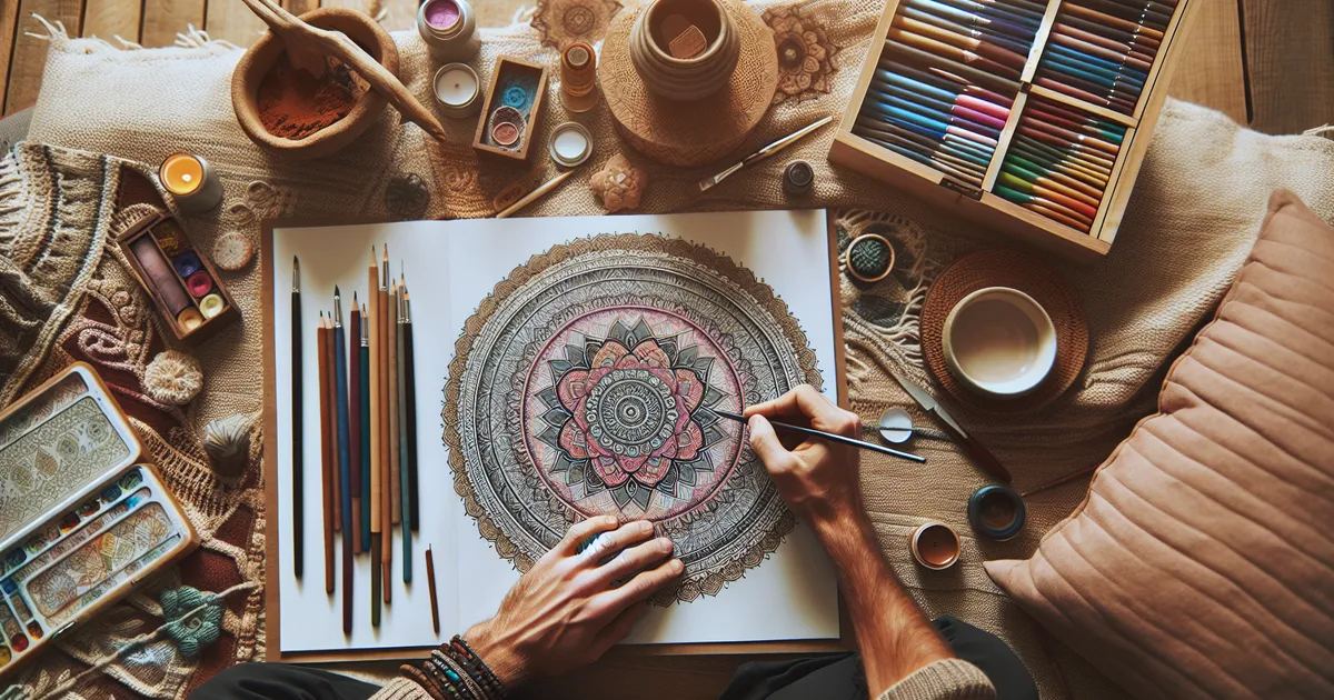 A person coloring a mandala, exploring creativity in 'Is Mandala Coloring for you? Let's find out!'