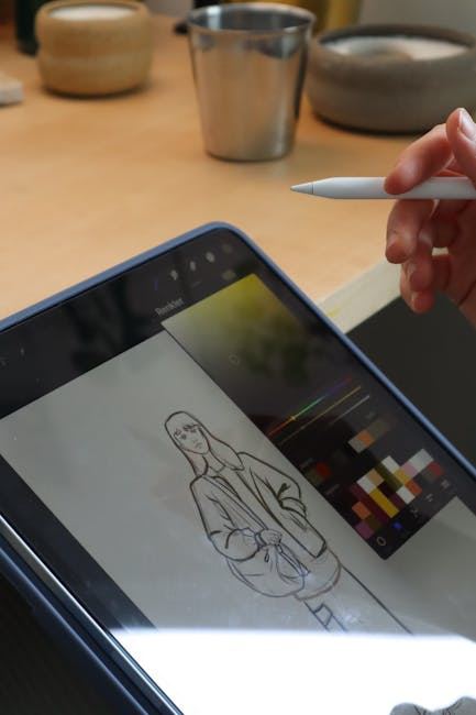 A person using a stylus on a tablet to create a digital drawing, relevant to digital drawing techniques.