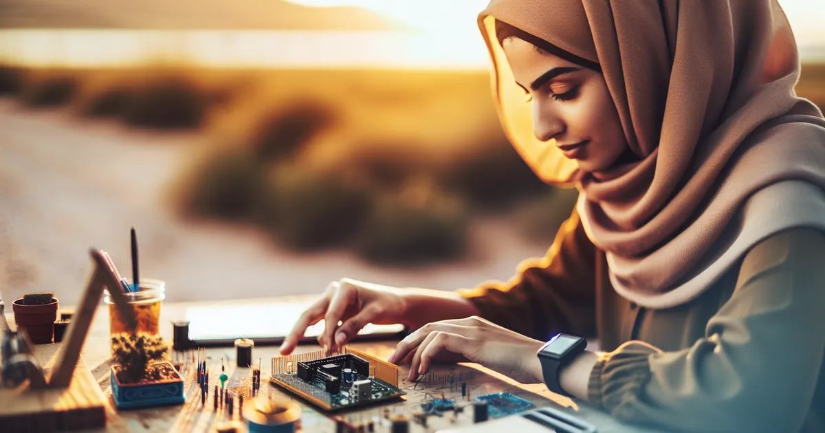 Create a warm, inviting image that embodies the spirit of enjoying Internet of Things (IoT) Projects