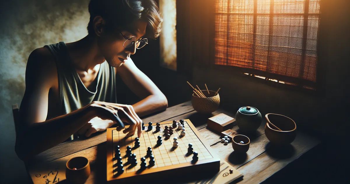 A focused individual plays Shogi, exploring strategies in 'Is Shogi for you? Let's find out!'