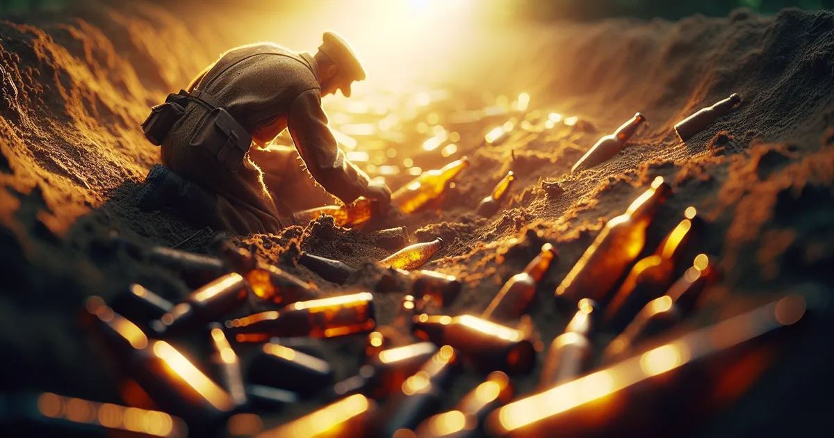 An individual engaging in the hobby of bottle digging