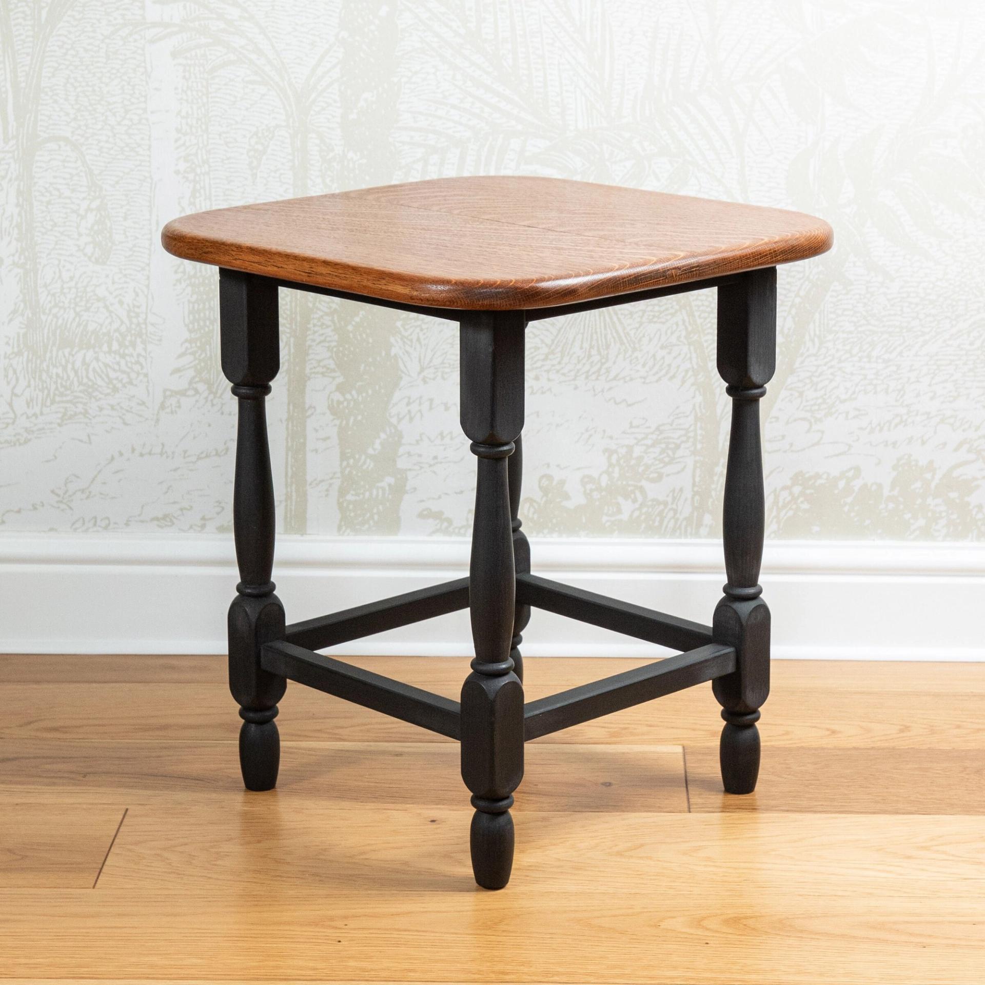 Vintage Small Solid Oak Side Coffee Table