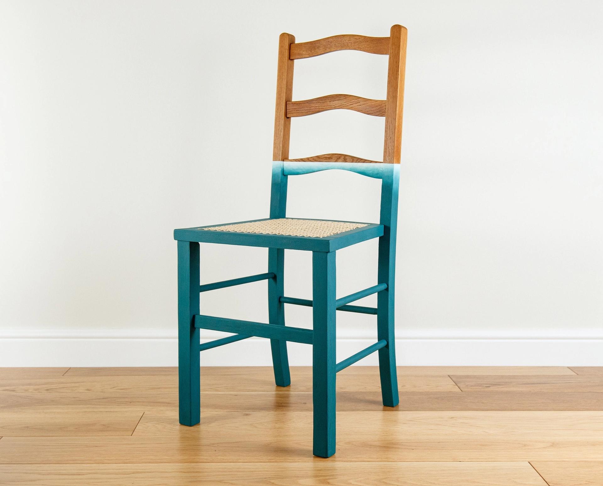 Ombré Painted Oak Caned Chair