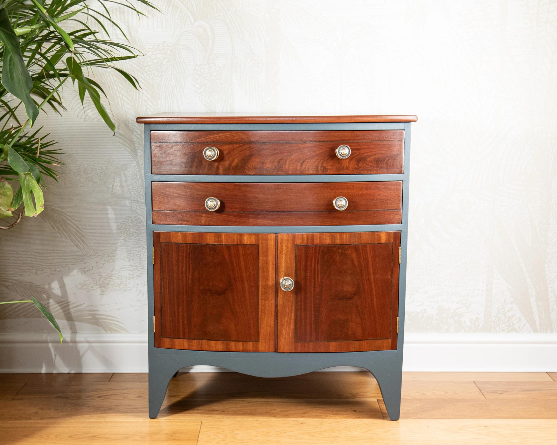 Antique Mahogany Bow Front Cabinet