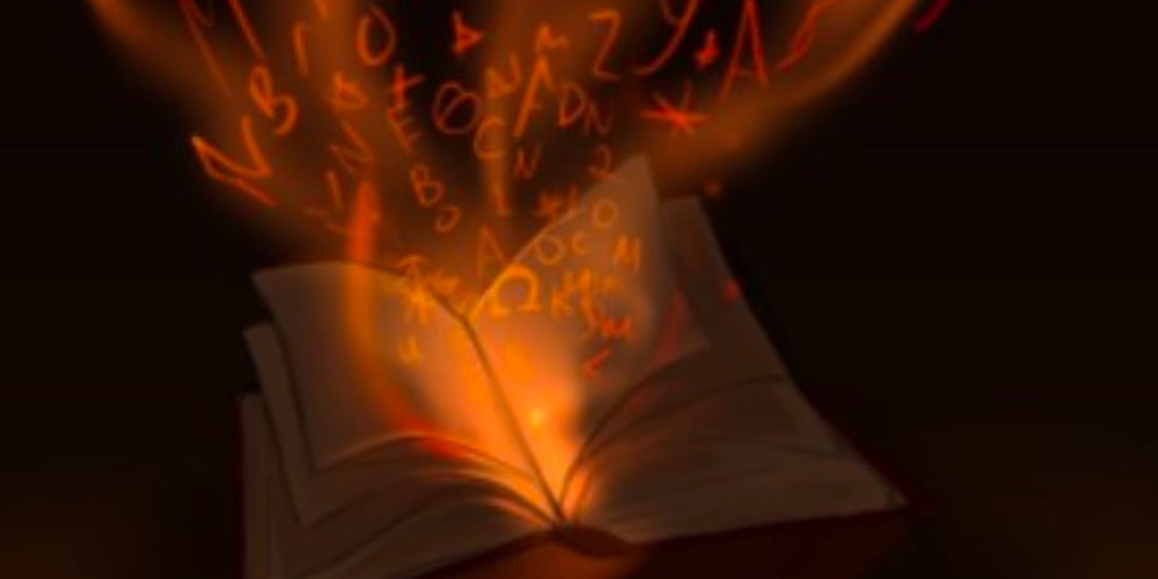 Book with words floating out