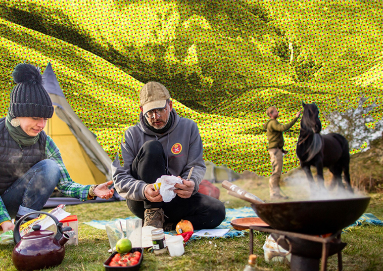 A group of people camping