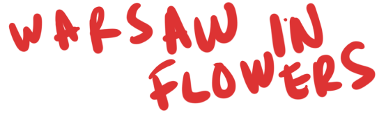 Handwritten text saying "Warsaw in Flowers"