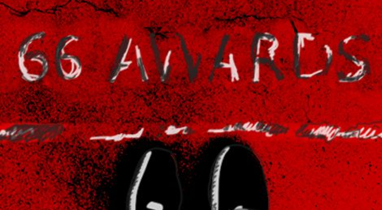 A illustration showing the ground with two feets and writen "66 awards"