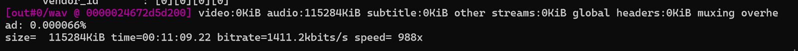 WAV Audio Extraction Output