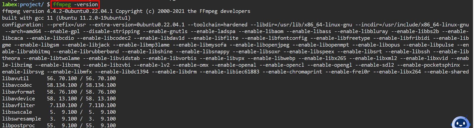Verifying FFmpeg Installation Using ffmpeg -version