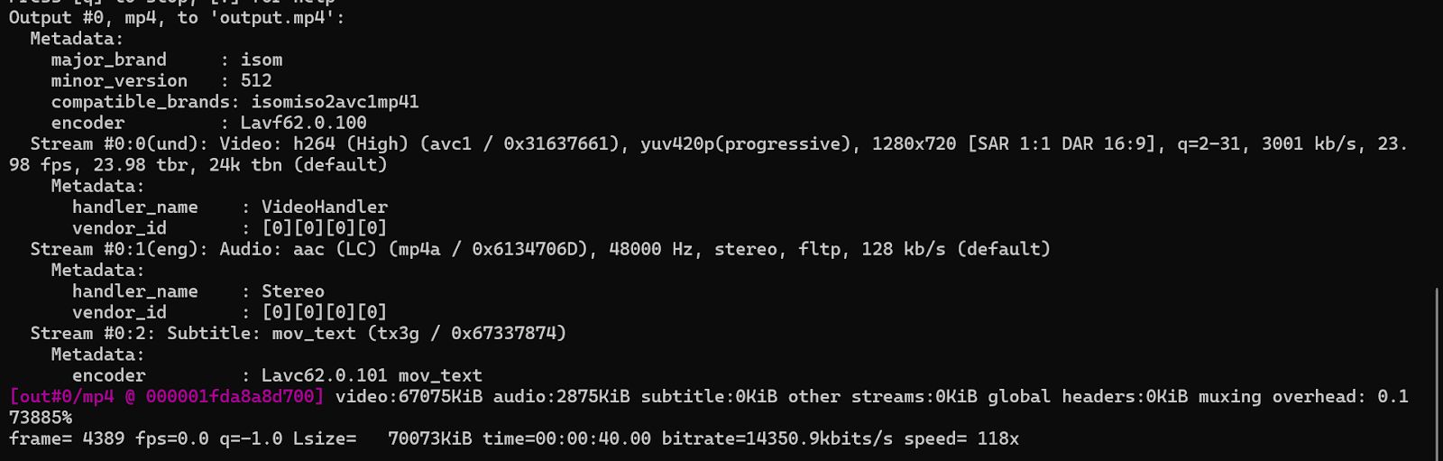 Basic Subtitle Embedding