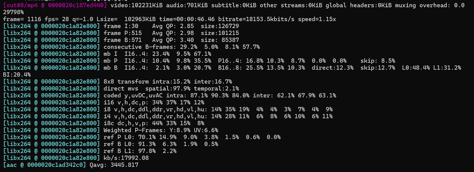FFmpeg Second-Pass Encoding Output with Bitrate Allocation for VOD
