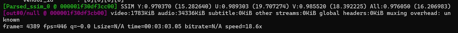 FFmpeg SSIM Output