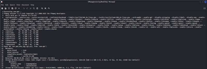FFmpeg Processing Log with Error Handling