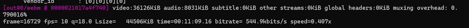 VP9 Encoding Output