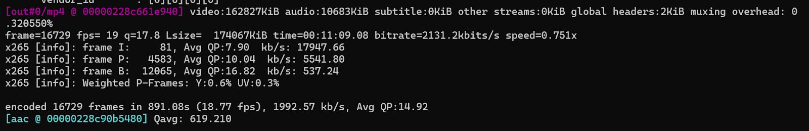 Reducing Macroblocking by Increasing Bitrate During H.265 Encoding