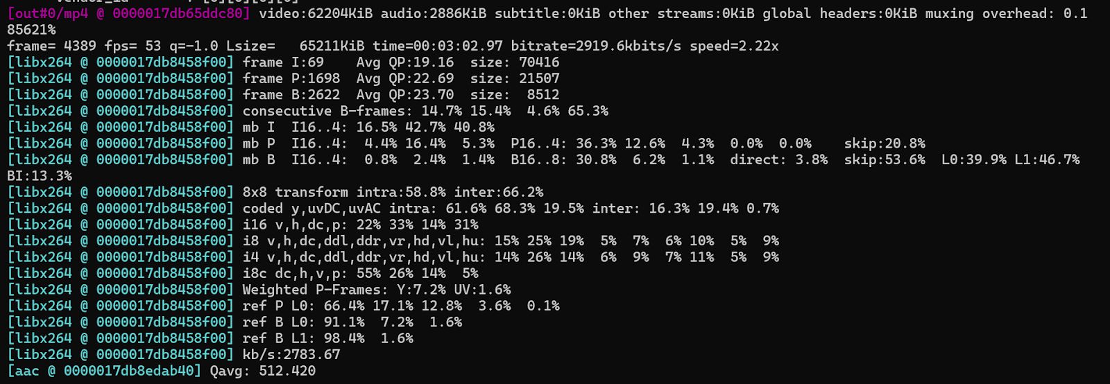 FFmpeg Command and Console Output Showing Color Space Conversion to YUV420p