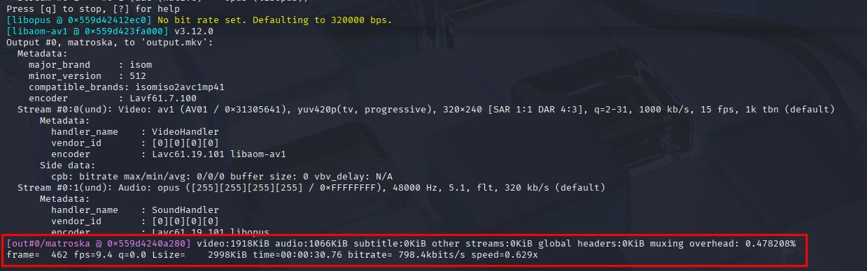 AV1 Encoding with Faster Preset (cpu-used 4) for Improved Speed