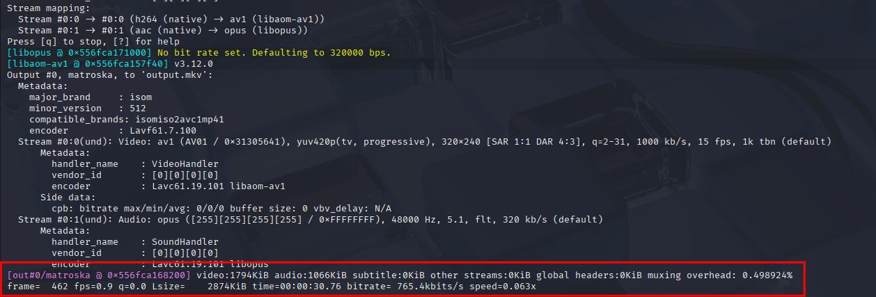 AV1 Encoding with Opus Audio and MKV Output Format