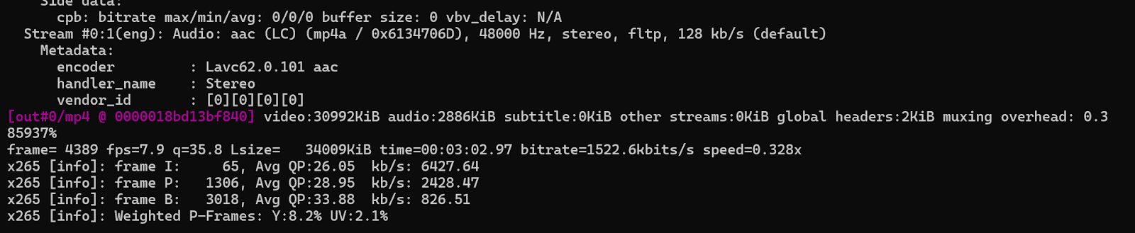 FFmpeg Output for HDR10 Encoding with Rec. 2020 Color Space and SMPTE 2084 Transfer Function