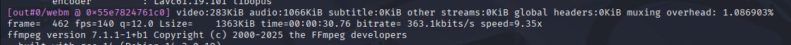 FFmpeg Console Output for Multi-Format Video Conversion