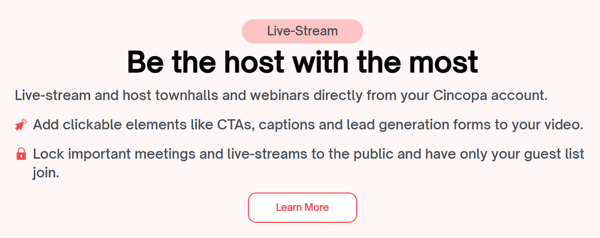 Cincopa API for Live Stream