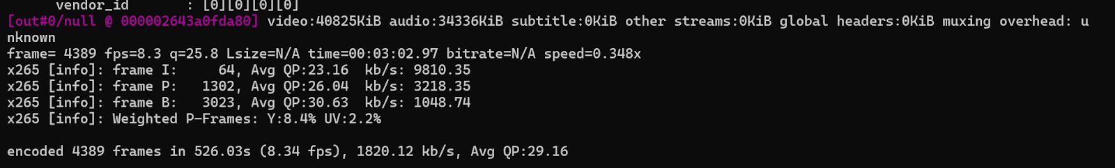 Pass 1 of Two-Pass Encoding for Blurring Reduction in FFmpeg