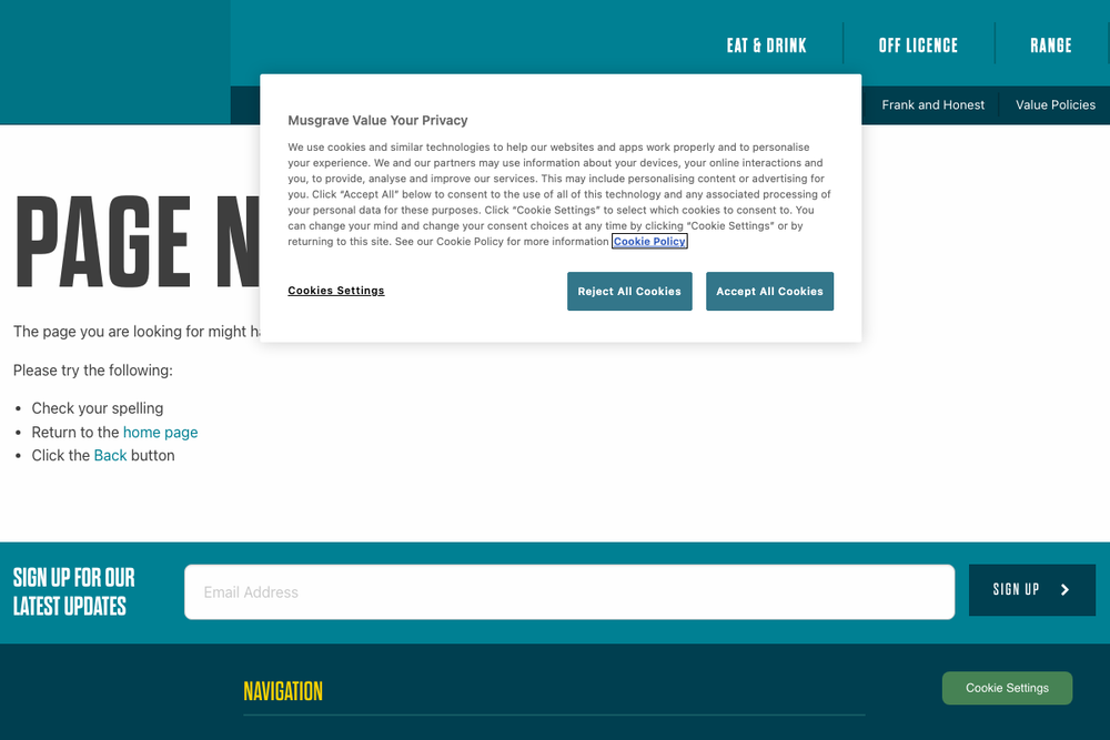 Website screenshot of Centra