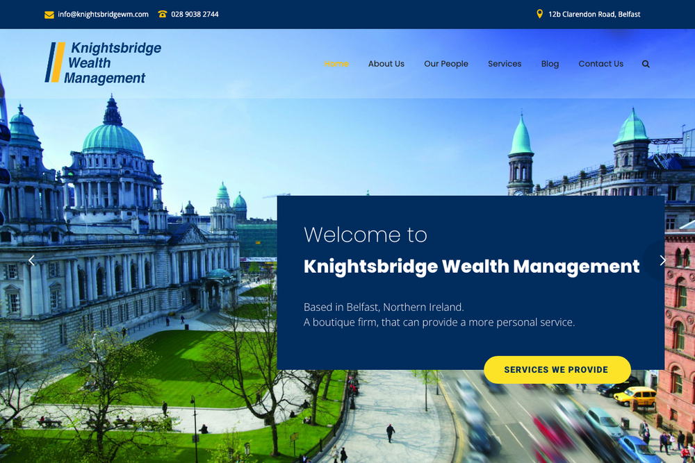Website screenshot of Knightsbridge Wealth Management