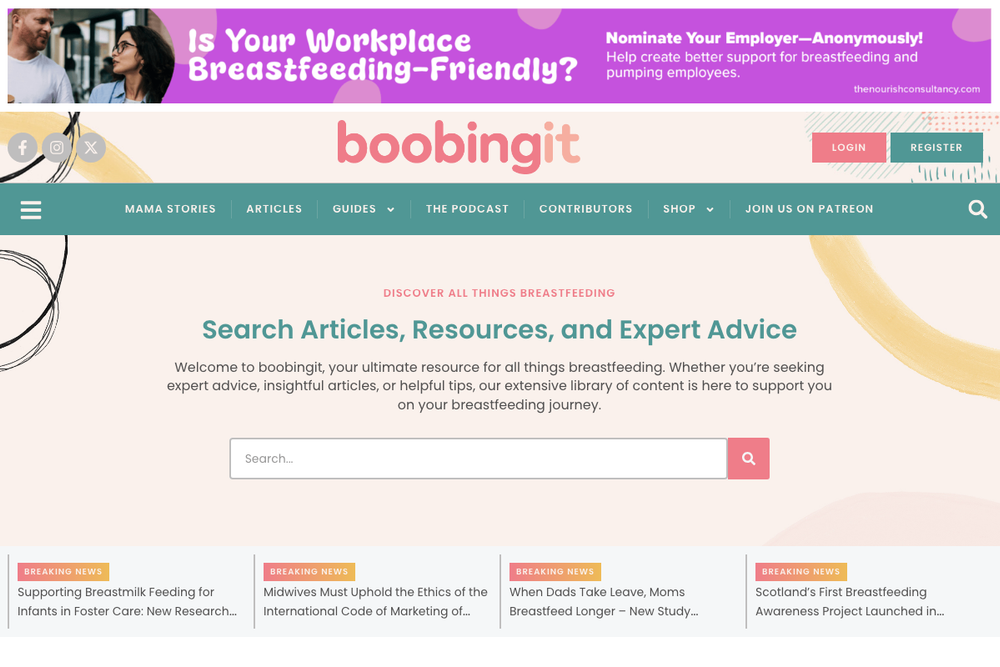 Website screenshot of Boobingit