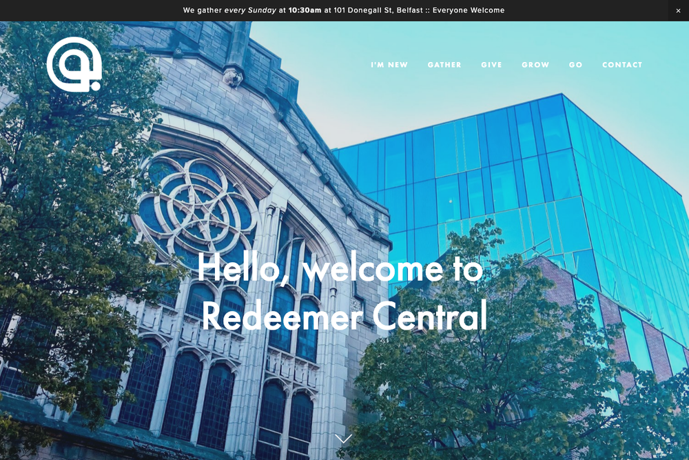 Website screenshot of Redeemer Central