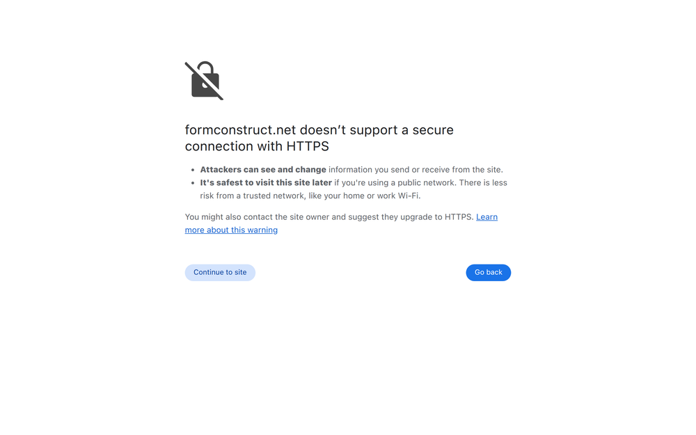 Website screenshot of Form Construct NI