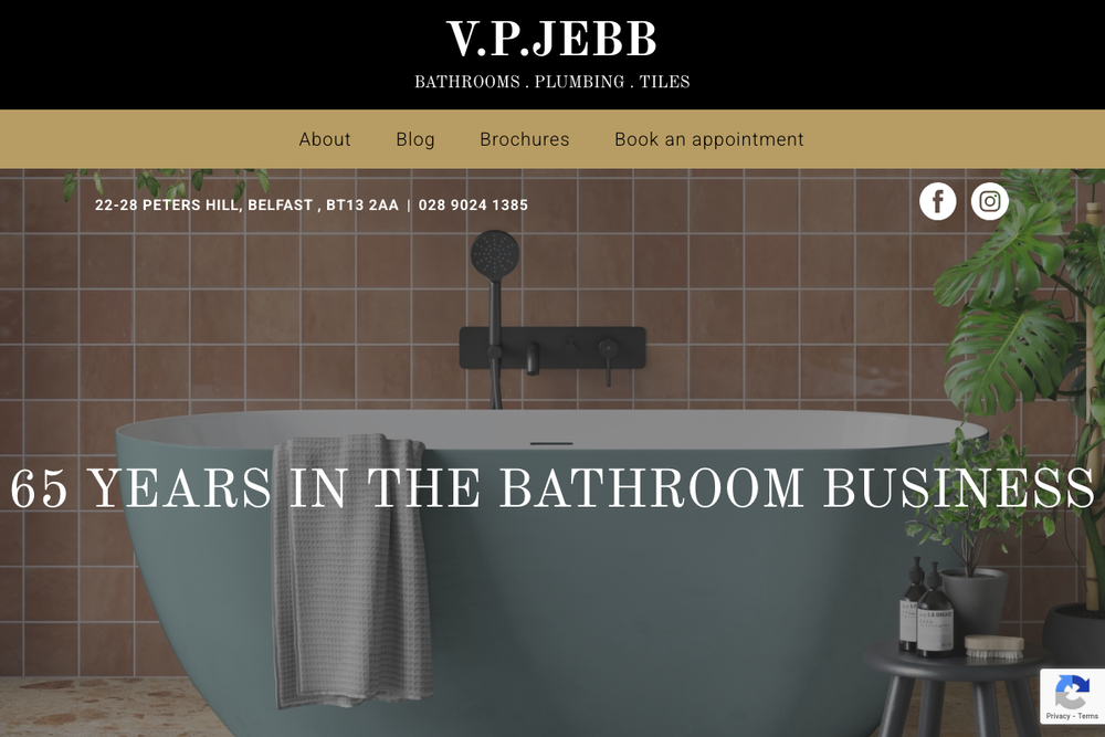Website screenshot of VP Jebb
